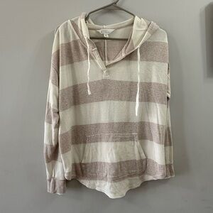 Market & Spruce Striped Hoodie with Front Pocket